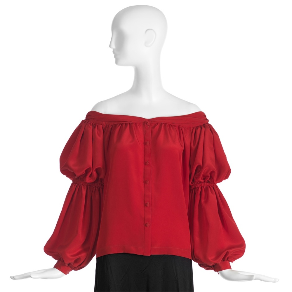 ALSO Blouse in Red Silk Size Small